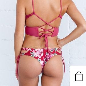 Beach Babe “Tilly” Bikini Bottom- Rose Peonies